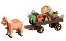 Miniatur-Pferdegespann Erntedankwagen